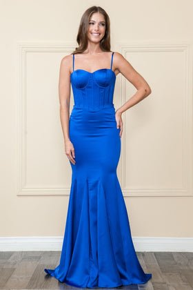 Royal Blue Bridesmaid Dresses-Inexpensive POLY USA 9008 Spaghetti Strap