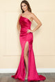POLY 9030 One Shulder Charmeuse Dress - FUCHSIA / XS