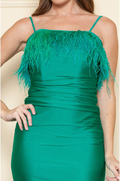 Detachable Feathers Formal Gown