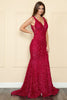 Red Carpet Sequined Dress - BERRY RED / XS