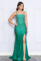 Poly USA 9140 Iridescent Rhinestone Lace - Up Corset Back Gown - EMERALD / XS Dress