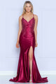 Poly USA 9142 Sleeveless Deep V - Neck Rhinestone Beaded Formal Gown - Dress