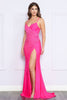 Poly USA 9144 V - Neck Rhinestone Fitted Corset Open Back Formal Gown - Dress