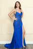 Poly USA 9144 V - Neck Rhinestone Fitted Corset Open Back Gown - Dress