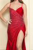 Poly USA 9144 V - Neck Rhinestone Fitted Corset Open Back Gown - Dress