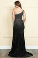 Poly USA 9146 One-Shoulder Asymmetrical Rhinestone Long Evening Dress - Dress