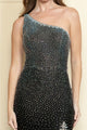 Poly USA 9146 One-Shoulder Asymmetrical Rhinestone Long Evening Dress - Dress