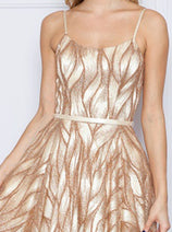 Poly USA 9196 Metallic Glitter Spaghetti Straps Short Homecoming Dress