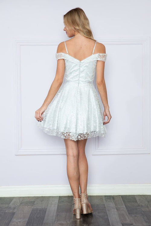 Poly USA 9198 Cold Shoulder Birdesmaids Short Dress