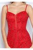Poly USA 9206 Glitter Corset Back Spaghetti Straps Short Party Dress - Dress