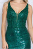 Poly USA 9226 V-neck Sleeveless Sequin Cocktail Short Dress - Dress