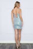 Poly USA 9230 V-Neck Sequin Iridescent Dress With Spaghetti Straps - Dress