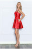 LA Merchandise LAY9248 Spaghetti Straps Ruched A-line Cocktail Dress - RED / XS