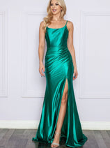 Emerald Green Bridesmaid Dresses-Inexpensive Poly USA 9250 Lace up Back