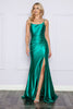 Poly USA 9250 Simple Lace up Back Long Satin Bridesmaids Dress - EMERALD GREEN / XS - Dress