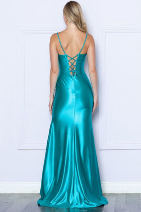 Turquoise Bridesmaid Dresses-Inexpensive Poly USA 9252 Simple Evening