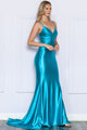 Poly USA 9256 V-neck Cut Out Back Satin Stretchy Evening Formal Gown - Dress