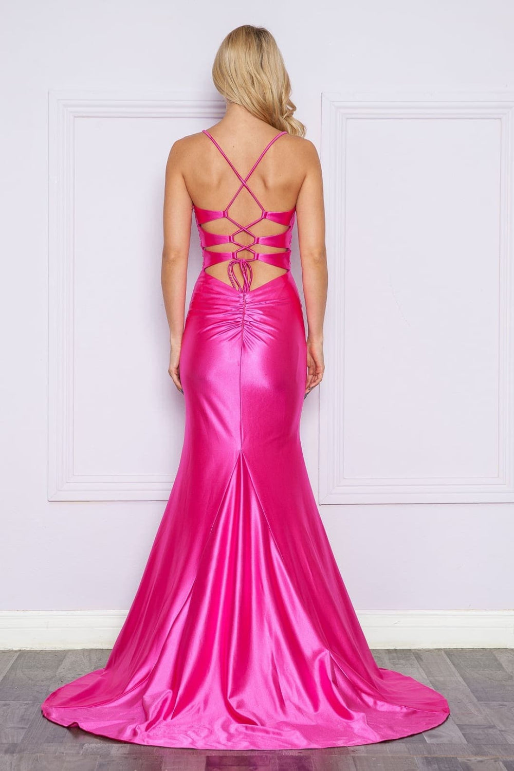bridesmaid dresses with back out Hot Pink Dresses-Inexpensive Poly USA 9256 Cut Sat Size:32x34 in Size 0 GR260570 Custom Made Sparkling A-Line