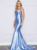 Blue Bridesmaid Dresses-Inexpensive Poly USA 9258 Corset Bone Stretch