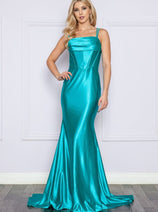 Turquoise Bridesmaid Dresses-Inexpensive Poly USA 9258 Corset Stretch