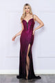 Poly USA 9266 Spaghetti Strap Corset Rhinestone Rain Bodice Prom Dress - BLACK/HOTPINK / XS - Dress