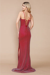 Poly USA 9282 Sleeveless Fitted Crystal Rhinestone Mesh Prom Gown - Dress