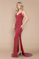 Poly USA 9282 Sleeveless Fitted Crystal Rhinestone Mesh Prom Gown - RED / XS Dress
