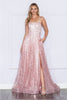 Poly USA 9290 Pearl Sequin Mesh Side Pockets A - Line Pageant Dress - BLUSH / XS