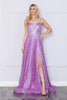 Poly USA 9290 Pearl Sequin Mesh Side Pockets A - Line Pageant Dress - LAVENDER / XS