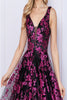 Poly USA 9298 Sleeveless Floral Glitter Print A-Line Evening Prom Gown - Dress