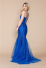 Poly USA 9306 Double Spaghetti Strap Glitter Print Mermaid Prom Gown - Dress