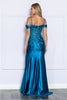 Poly USA 9350 Cold Shoulder Straps Illusion Embroidered Prom Dress