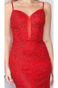 LA Merchandise LAY9354 Glitter Spaghetti Straps Corset Prom Dress