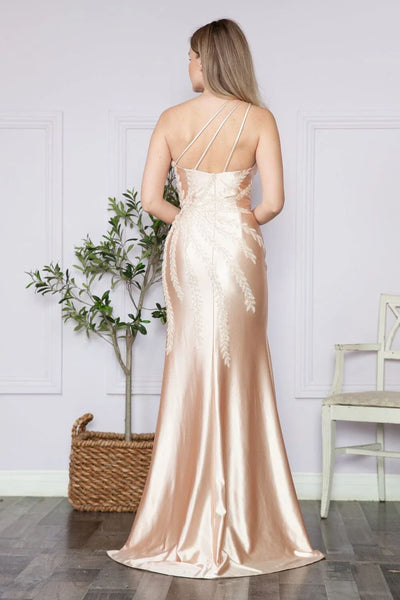 Poly USA 9358 One-Shoulder Embroidery Beaded Long Evening Dress - Dress
