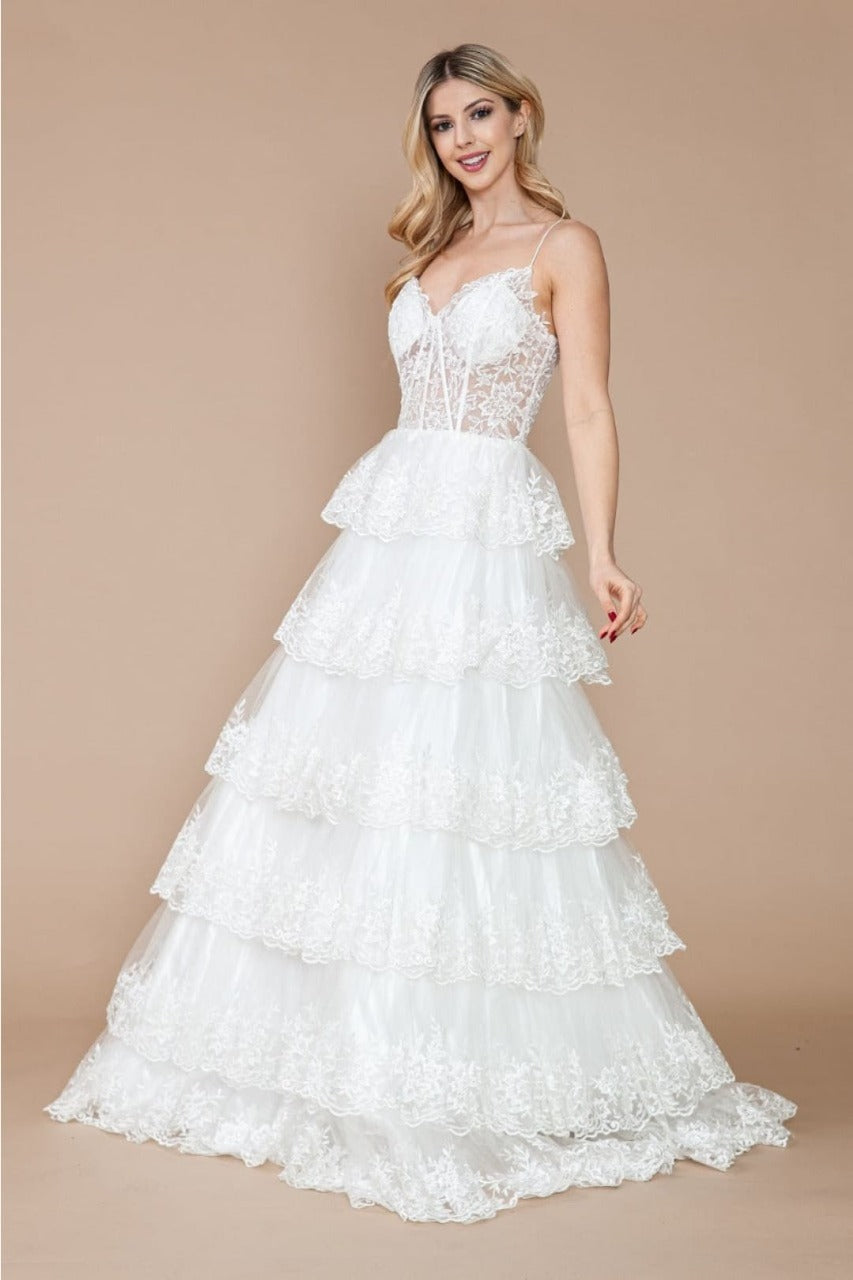 Poly USA 9402B Sheer Bodice Off-White Bridal Gown Poly USA 9402B Sheer Bodice Off-White Bridal Gown