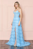 Poly USA 9404 Embellished Bodice Sleeveless Ruffle Slit Evening Dress