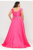 Poly USA W1104 Cap Sleeve A-Line Lace Up Back Prom Evening Gown - Dress