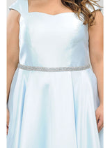 Poly USA W1104 Cap Sleeve A-Line Plus Size Long Prom Evening Gown