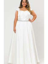 Off White Plus Size Wedding Dress Cap Sleeve Bridal Gown by W1104B