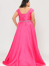 Off White Plus Size Wedding Dress Cap Sleeve Bridal Gown by W1104B