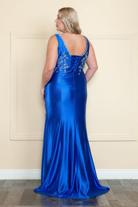 Poly USA W1132 Plus Size Lace up Back Prom Evening Gown - Dress