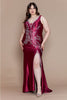 Poly USA W1132 Plus Size Lace up Back Prom Evening Gown - WINE / 14W Dress