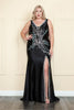 Poly USA W1132 Plus Size Lace up Back Prom Evening Gown - BLACK / 14W - Dress