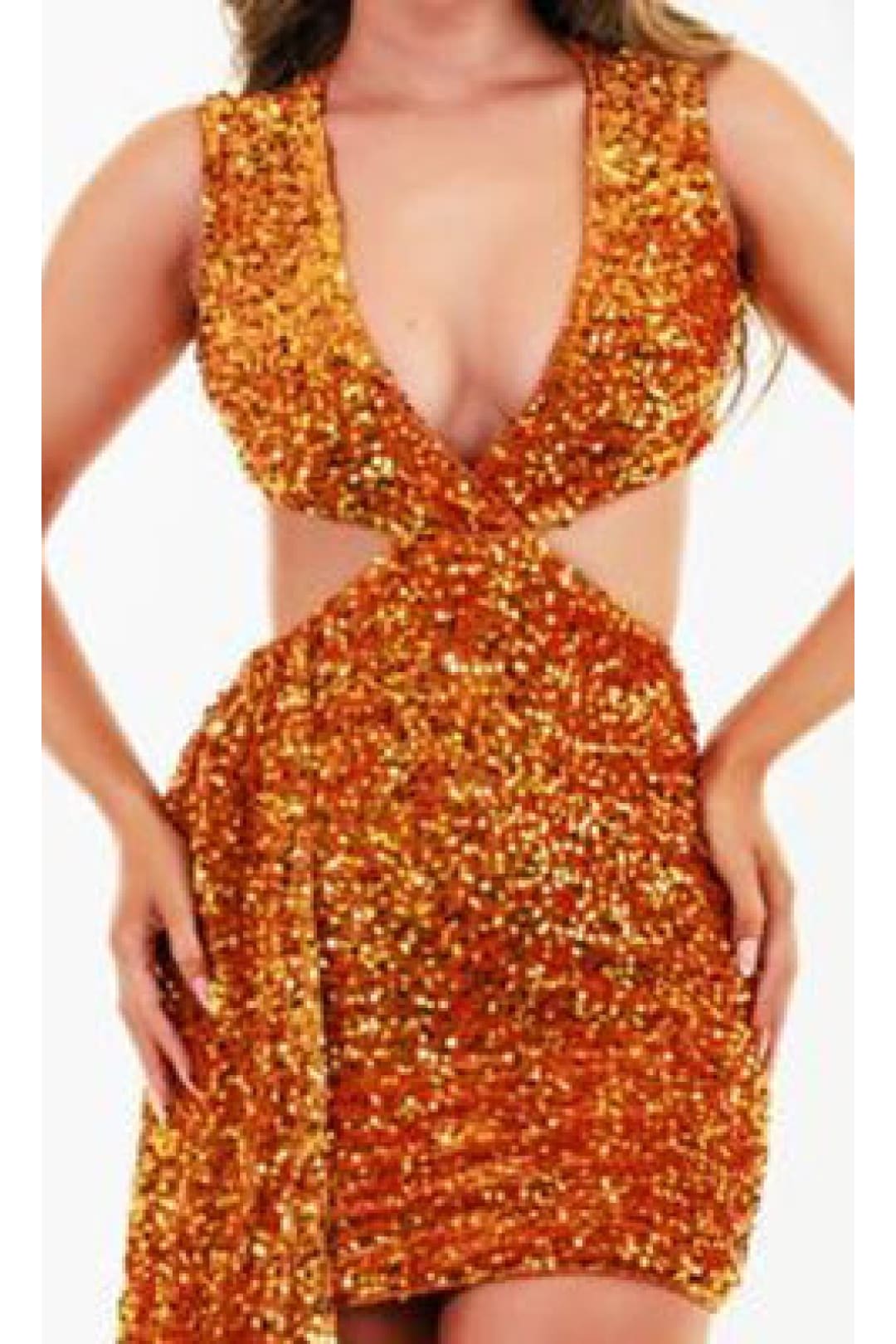Portia and Scarlett PS106X Cut Out Sides Sequin Sexy Short Party Dress - Dress