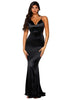 Portia and Scarlett PS1934 -long- Deep V-Neck Trumpet Dress with Train - Black / 20 - Dress