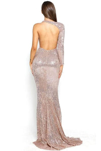 Portia and Scarlett PS2045 -long-One-Shoulder Sequin Prom Dress with Wrap Detail - Black / 18 - Dress