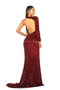 Portia and Scarlett PS2045 -long-One-Shoulder Sequin Prom Dress with Wrap Detail - Black / 20 - Dress