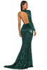 Portia and Scarlett PS2045 -long-One-Shoulder Sequin Prom Dress with Wrap Detail - Black / 8 - Dress