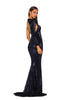 Portia and Scarlett PS2045 -long-One-Shoulder Sequin Prom Dress with Wrap Detail - Emerald / 2 - Dress