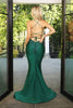 Portia and Scarlett PS21116 -long- Embellished V-Neck Mermaid Dress for a Sophisticated Style - Emerald / 6 - Dress